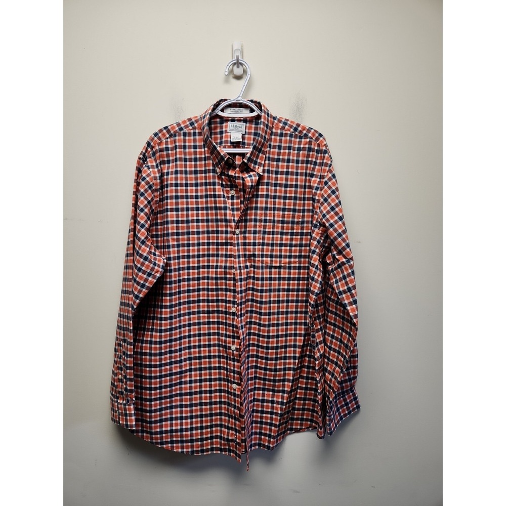 LL Bean L9ng Sleeve Adult Large Button Down Shirt Check Wrinkle Resistant XL
